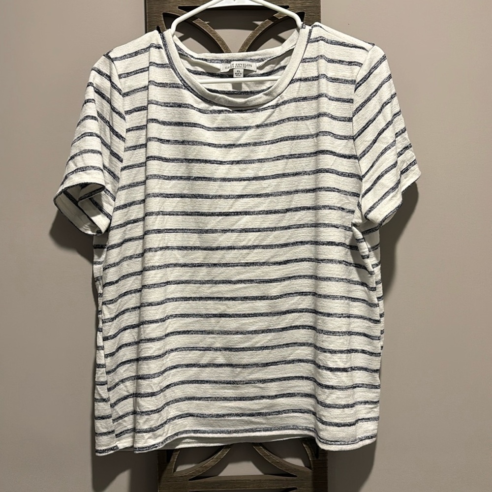 Xl Green Envelope white and blue striped shirt